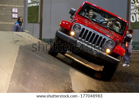 CHICAGO, IL - FEBRUARY 8: Jeep Wrangler at the annual International auto-show, February 8, 2014 in Chicago, IL
