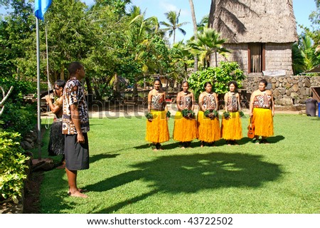 OAHU, HAWAII - DEC 24: Students from University of Hawaii in traditional Fijian dress prepare for a performance on Christmas Eve at Polynesian Cultural Centre, on December 24, 2008 in Oahu, Hawaii.