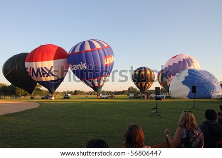 LISLE, IL - JULY 3: Hot Air Balloons prepare for takeoff at the Annual Hot Air Balloon Festival 