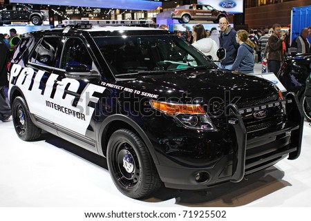 CHICAGO, IL - FEBRUARY 20: Ford Explorer as Police Interceptor on display at the International auto-show on February 20, 2011 in Chicago, IL