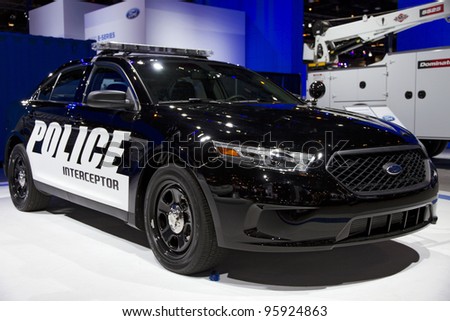 CHICAGO, IL - FEBRUARY 19: Ford Police Interceptor at the annual International auto-show, February 19, 2012 in Chicago, IL
