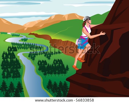 Mountain climbing and landscape vector