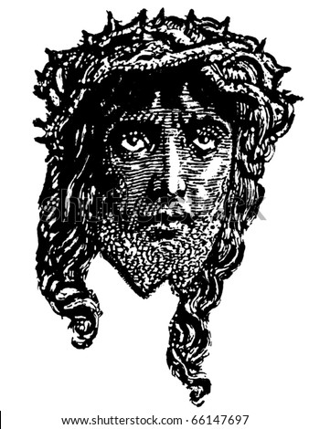 Engraving Portrait Of Jesus Vector - 66147697 : Shutterstock