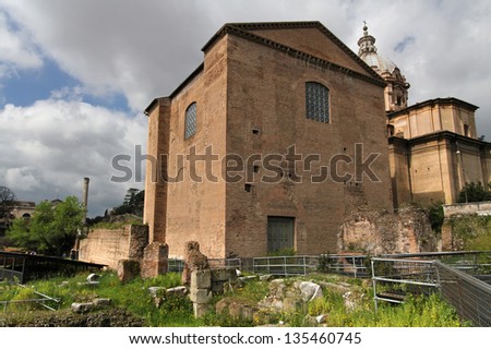 Curia Julia, official meeting place of the Roman Senate (built by Julius Caesar, 44 BC; later reconstruction by Diocletian, 305 AD)