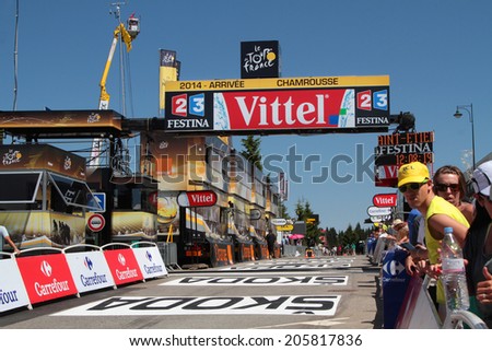 CHAMROUSSE, FRANCE, JULY 18, 2014 : Last straight and arrival of Chamrousse stage of Tour de France. Tour de France is the biggest professional cycling race in the world.