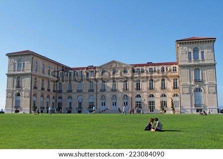 MARSEILLE, FRANCE, OCTOBER 4, 2014 : The palace of Pharo is a monument  ordered by Napoleon III in 19th century. It is up to the city of Marseille and a place of welcome for congresses.