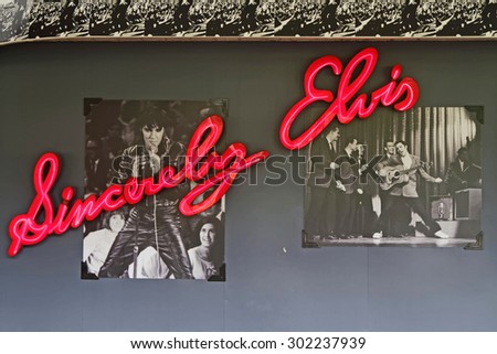 MEMPHIS, TENNESSEE, May 11, 2015 : Pictures and title about Elvis. Regarded as one of the most significant cultural icons of the 20th century, Elvis Presley is often referred to as \