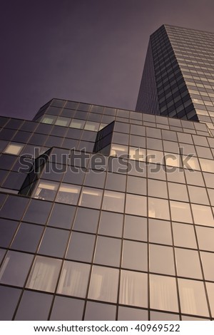 Violet sci-fi skyscraper on a clear background