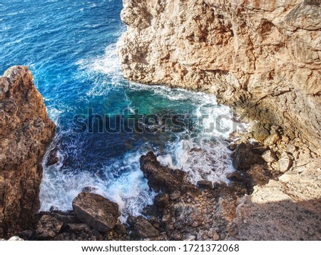 Popular natural object called L'olla, Calvia, Mallorca island. Circle small bay known Cal d'en Monjo Stock fotó © 