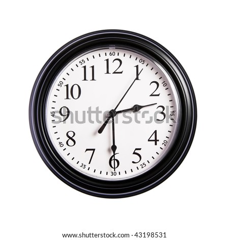 Wall Clock Shows Time 2:30 On White Isolated Background Stock Photo ...