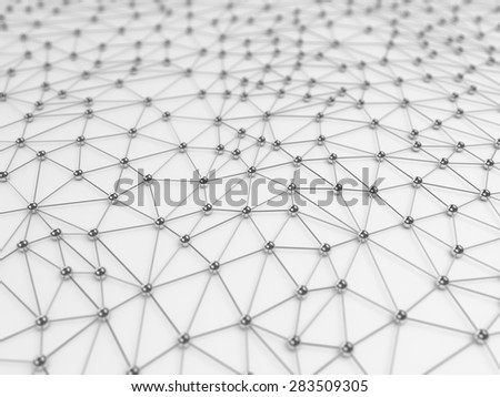 Abstract network connection background - chrome on white