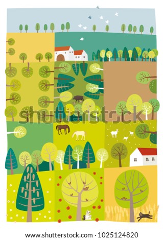 Trees for life. Vector illustration of land with a lot of trees bringing a life.