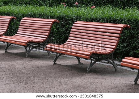 Similar – Image, Stock Photo Park bench by the lake in the morning