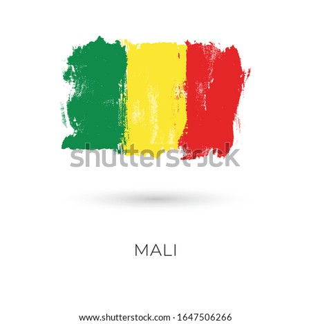 Mali colorful brush strokes painted national country flag icon. Painted texture.
