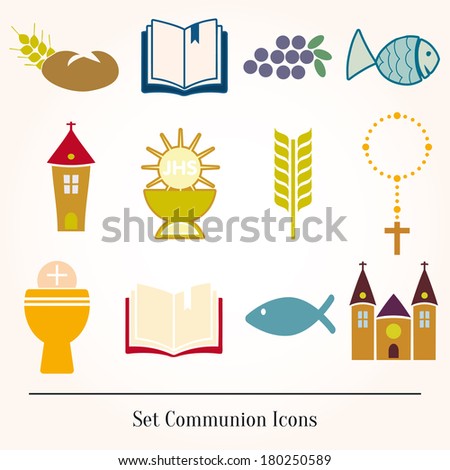 Set icons communion catholic christian