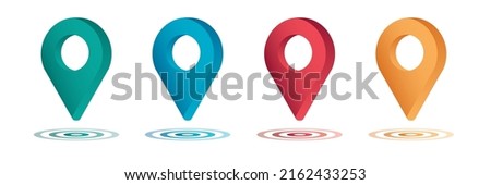 Set color maping pin location 3d vector icons