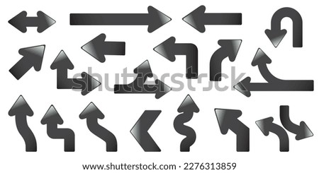 Set of black arrows with gradient effect.
