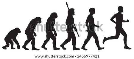 Evolution of the human from Darwin to the runner. Silhouettes with the different steps of evolution. vector illustration