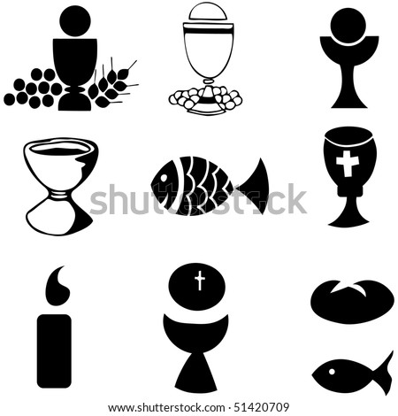 Set Of Illustration Of A Communion Depicting Traditional Christian ...