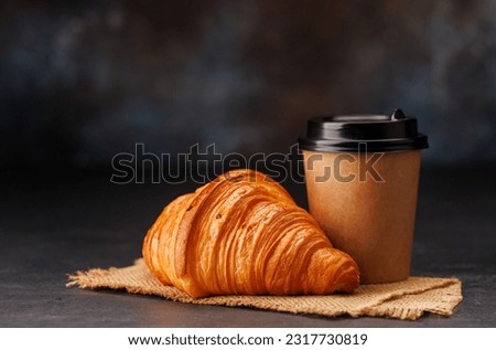 Similar – Image, Stock Photo Cup of delicious coffee with milk and crackers on table