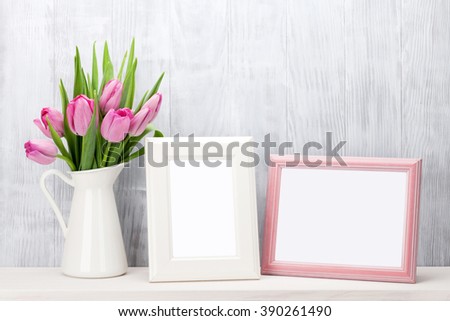 Similar – Image, Stock Photo Tulips frame with purple petals at white background. Seasonal springtime flowers