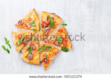 Similar – Image, Stock Photo Pizza vegetarian top view isolated on a purple background