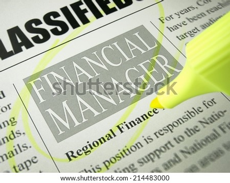 Job Search or Employment, Financial Manager Opportunities, Classified ad