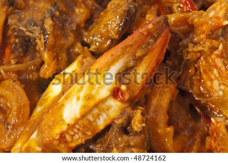 Sea food masala - closeup of the seafood subcontinental dish