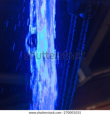 View of lights through running water, Chelsea Market, Chelsea, Manhattan, New York City, New York State, USA
