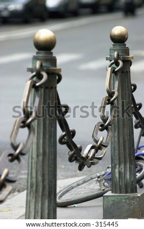 Close-up of a metal chain link fence, Paris, France,