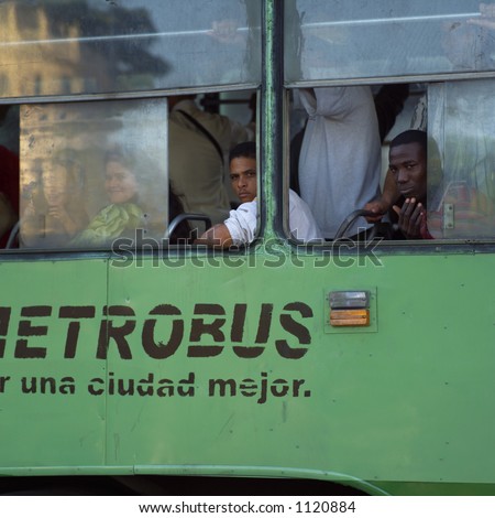 People in a bus, Havana, Cuba