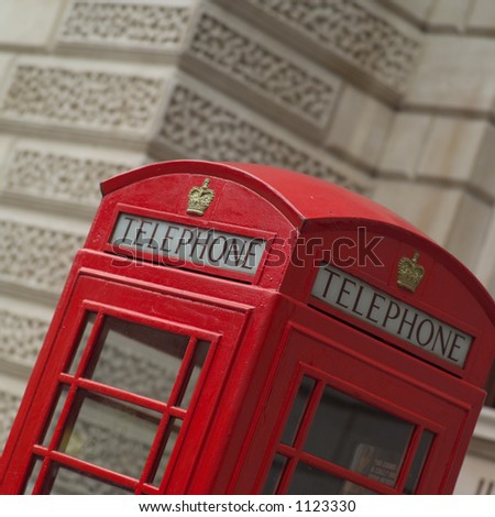 Public telephone booth in London, England