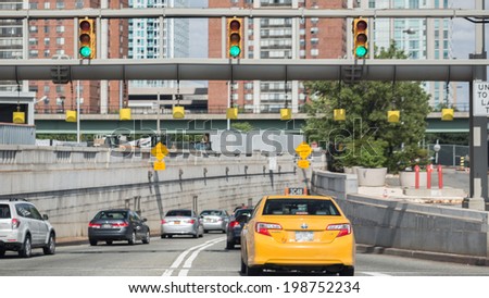 NEW JERSEY - JUNE 14: entrance to Holland Tunnel on June 14, 2014 in New Jersey. The Holland Tunnel is a highway tunnel under the Hudson River connecting Manhattan in New York City with Jersey City.