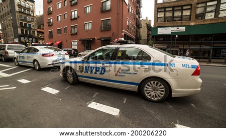 NEW YORK - JUNE 22: police car on June 22, 2014 in New York. The New York City Police Department was established in 1845, and is the largest municipal police force in the United States