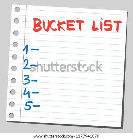 Bucket list on note pad