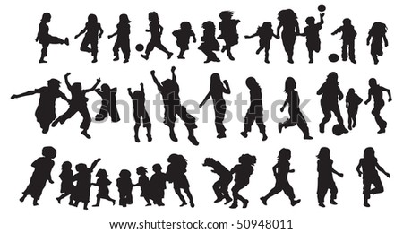 Happy Kids Silhouette Stock Vector 50948011 : Shutterstock