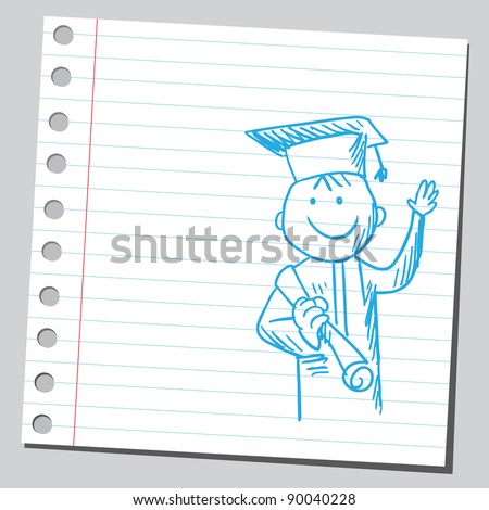 Graduate Holding Diploma Stock Vector 90040228 : Shutterstock