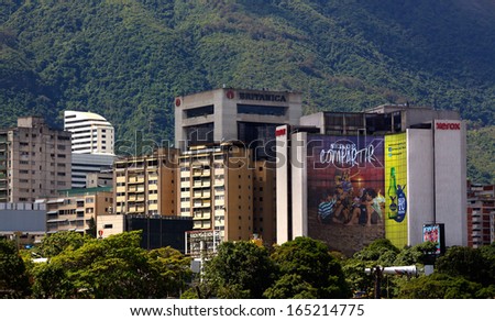CARACAS, VENEZUELA-JUL 5: Skyline of Caracas on July 5, 2013. Venezuela\'s President announced a new decree to limit monthly rents for commercial properties in a bid to reduce costs passed to consumers