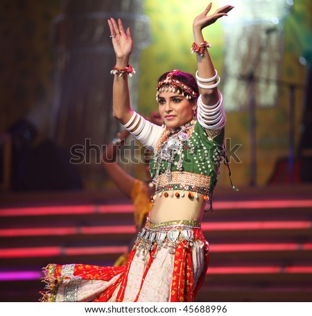 BEIJING - JANUARY 31: An Indian dancer performs on stage during Indian Music and Dance Show at Beijing Exhibition Theater on January 31, 2010 in Beijing, China.