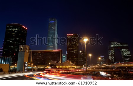 BEIJING-SEPTEMBER 26: Skyline and traffic at Beijing\'s Central Business District on Sept. 26, 2010 in Beijing, China. Beijing is the Capital of China, the second-largest economy in the World.