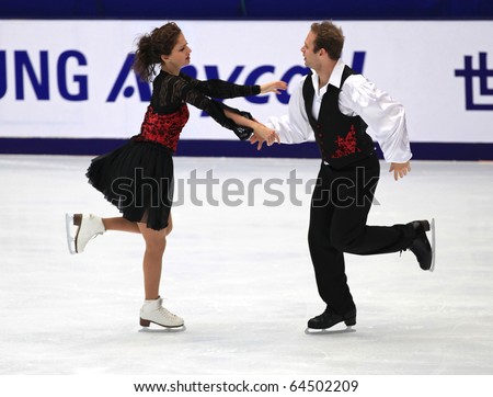 BEIJING - NOV 6 : Nora Hoffmann / Maxim Zavozin of Hungary perform in the Ice Dancing-Free Dance event of the SAMSUNG Cup of China ISU Grand Prix of Figure Skating 2010 on Nov 6, 2010 in Beijing, China.