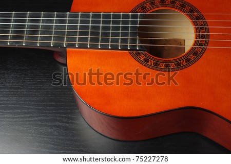 Closeup view of  classic spanish guitar