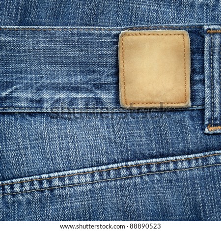 Blue jeans with blank leather label