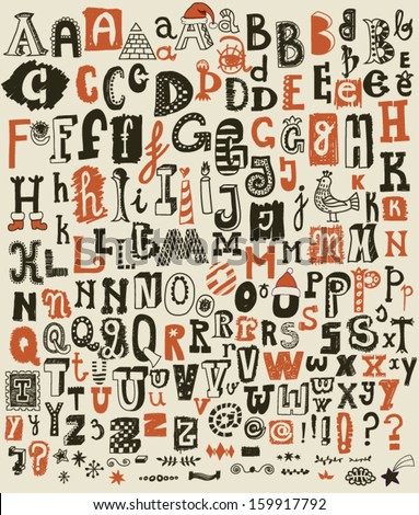 Whimsical Hand Drawn Alphabet Letters And Keystrokes - Doodle Alphabet ...