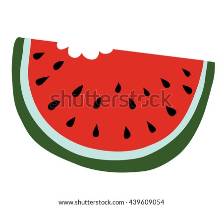 Slice of watermelon with bite taken off