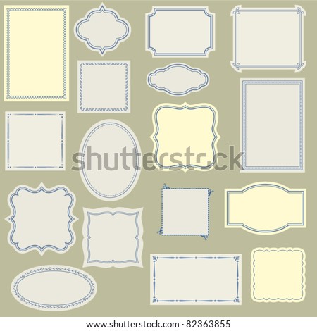 Elegant and Simple Vintage Labels, Frames and Stickers, with various Borders, to Use with Your Designs, on a Web Site or in Scrapbook Projects, Large Set