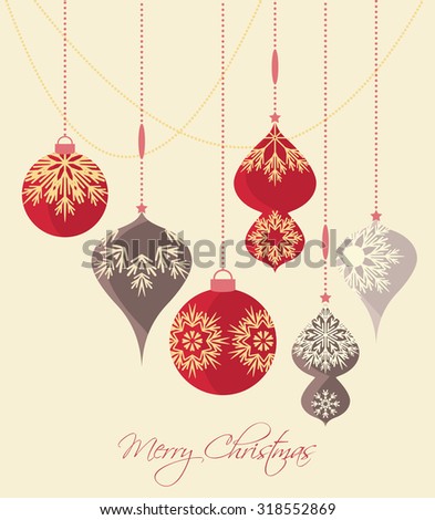 Retro Decorative Christmas Balls, Vector Christmas Card - 318552869 : Shutterstock