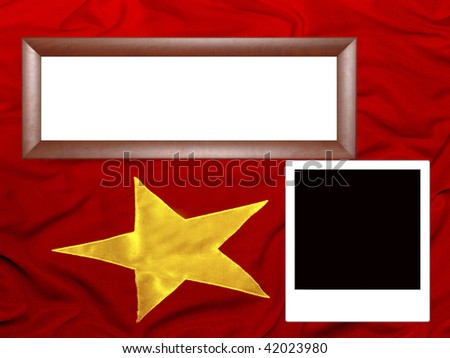 Blank photo frames on flag of China