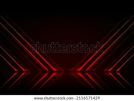 Red neon lines abstract technology background. Futuristic glowing vector design Сток-фото © 