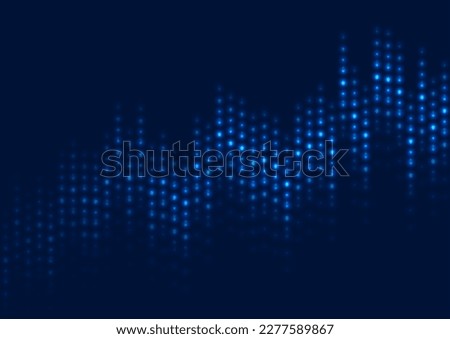 Abstract blue neon growing financial graph chart background. Vector dotted lines tech design